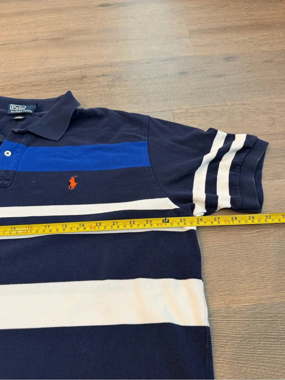 Polo Ralph Lauren Men’s Striped Polo Vintage 90s Blue Short Sleeve Shirt XXL